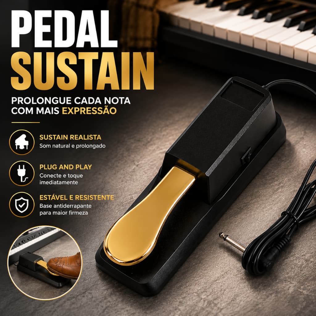 Pedal Sustain Teclado Universal Yamaha Roland Durável Resistente