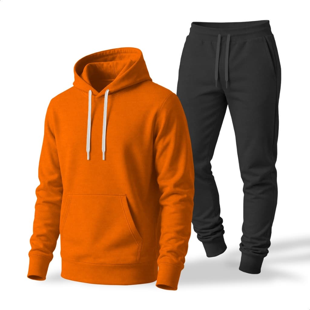 Conjunto Casual Moletom+Calça Preta Feminino E Masculino Unissex Moda De Inverno Infantil