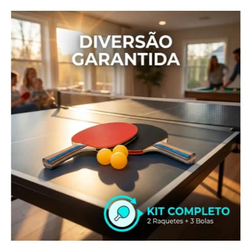 Kit Raquete Ping Pong com 3 Bolas Profissional Raquete Rede Tênis Mesa Kit Ping Pong Oasis Esporte