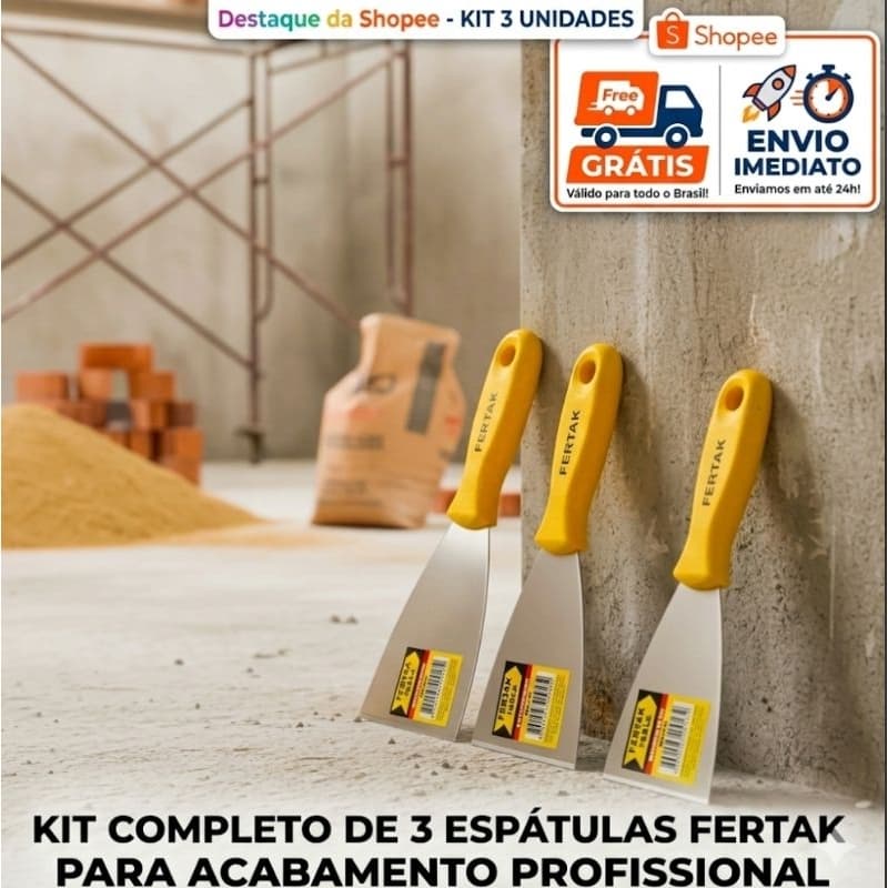 Kit 3 Espátula Pedreiro para Parede para Massa Corrida para Pintura e Raspagem de 6Cm 8Cm 10Cm