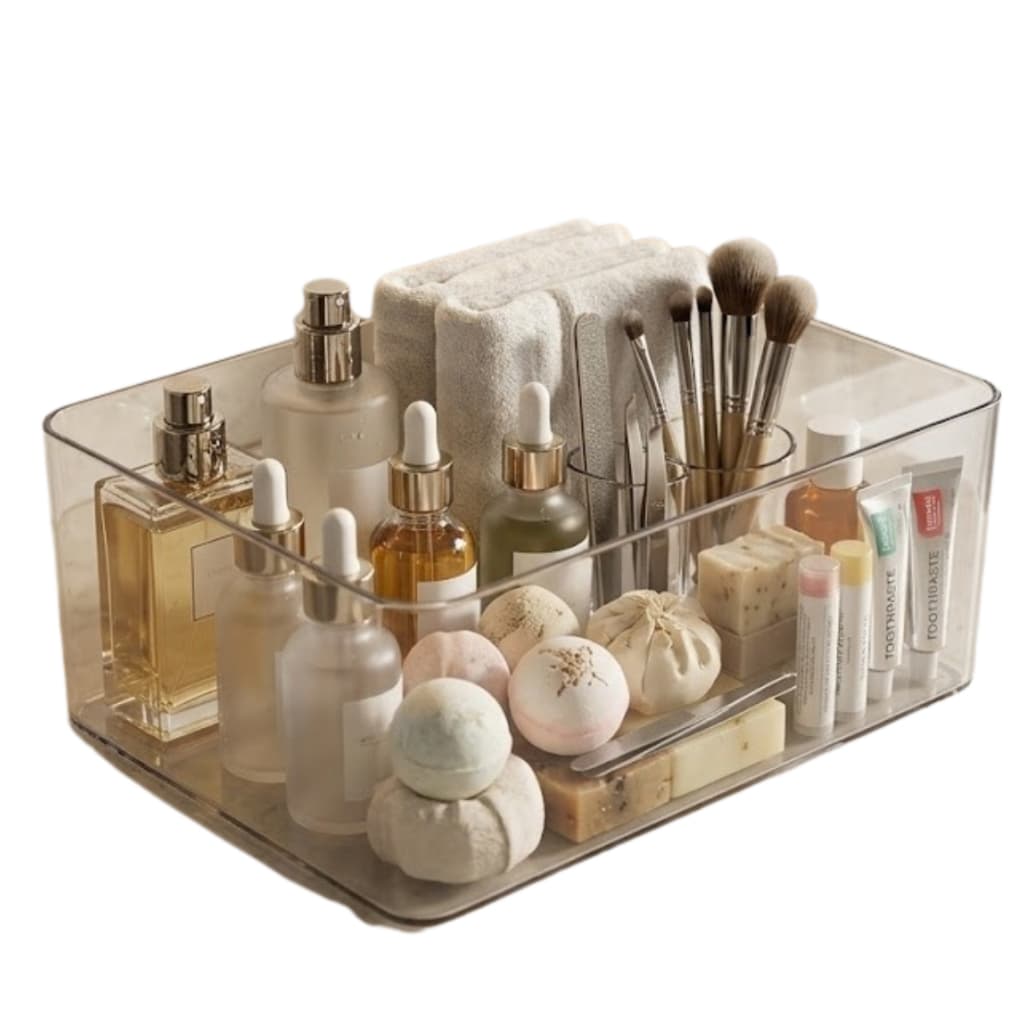 Kit Caixas Organizadora Cesta Multiuso Resistente Em Acrílico Transparente 3,5L