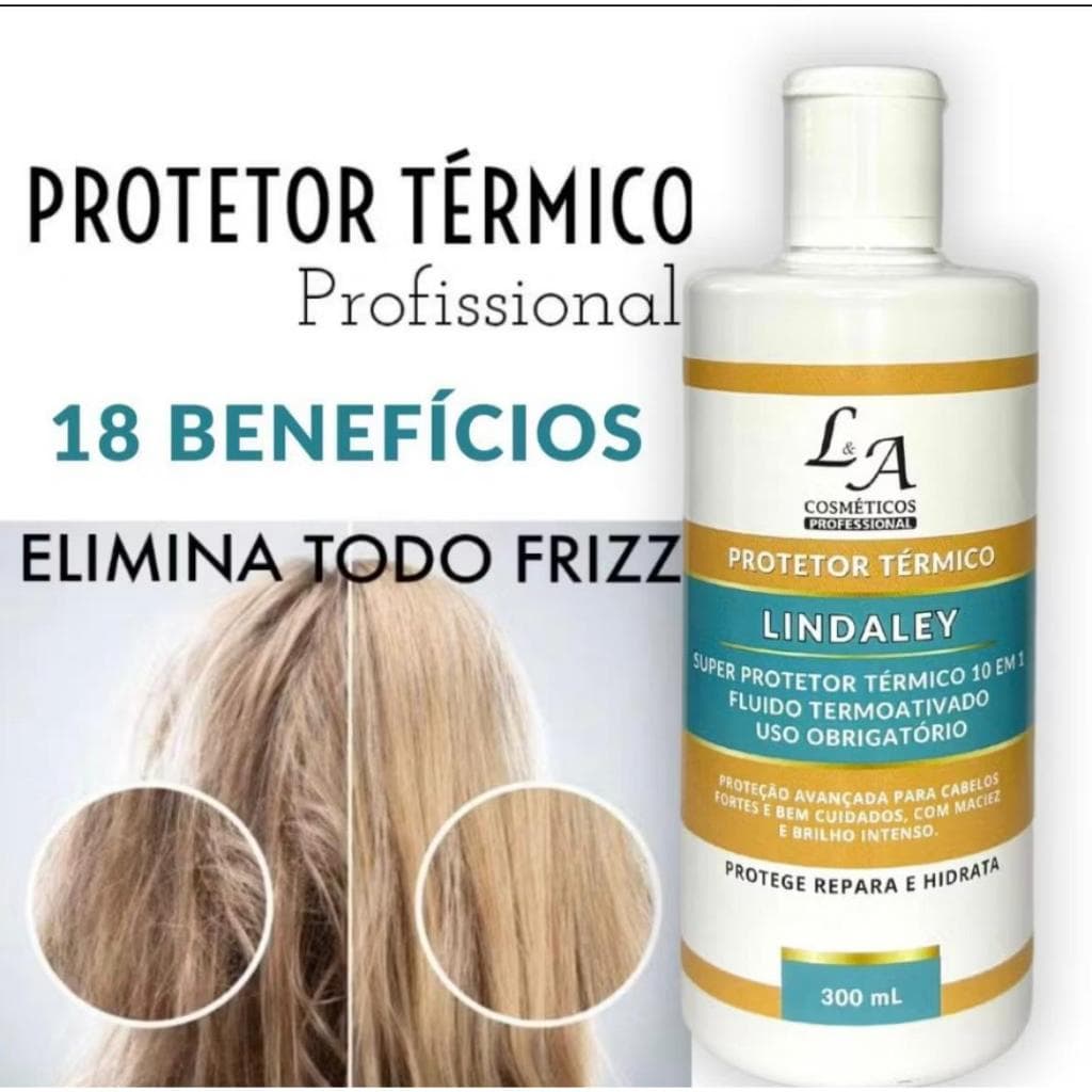 Protetor Térmico Profissional Lindaley 18 em 1 Liso perfeito Uso obrigatorio 300g