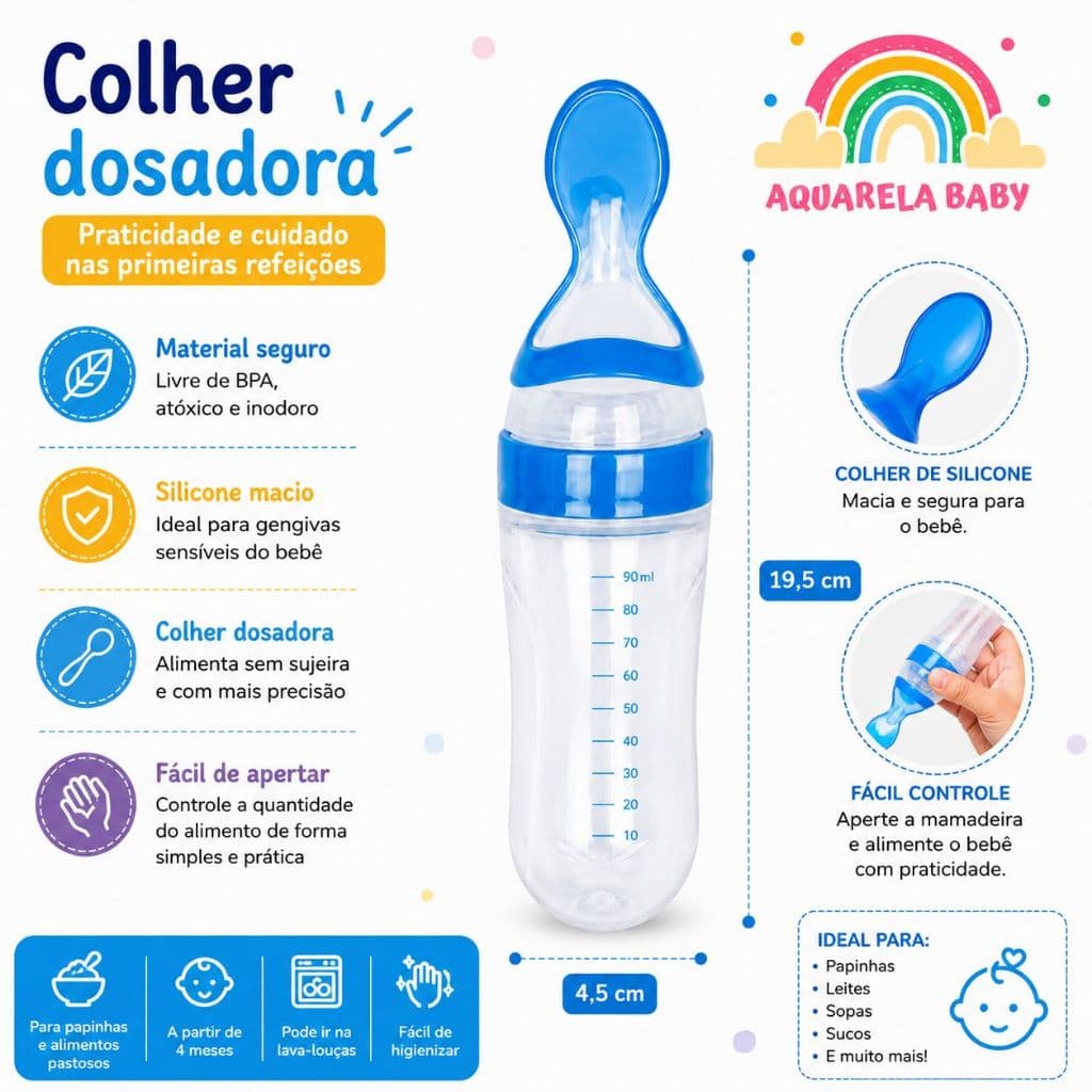 Kit Introdução Alimentar Colher Dosadora e Chupeta Mordedor Frutas Para Seu Bebê Em Silicone