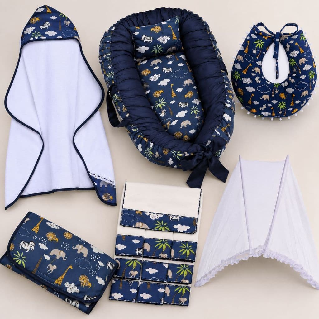 Kit Enxoval Bebê Completo Ninho Redutor + Almofada + Toalha + Trocador + Mosquiteiro