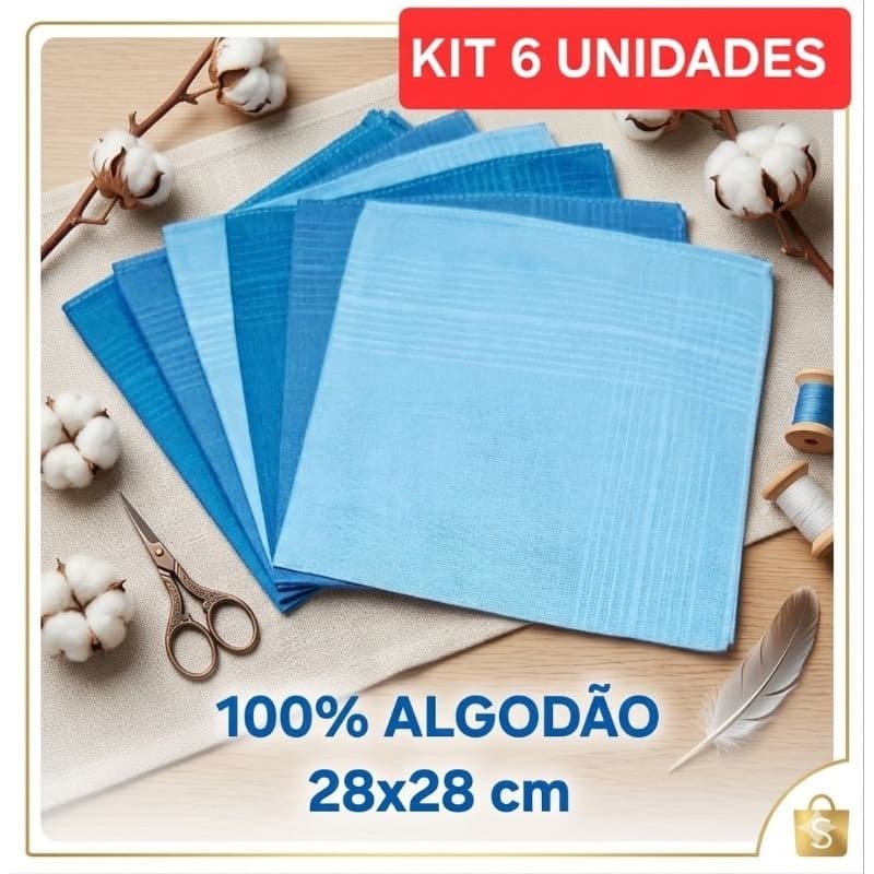 Kit Lenços Masculinos Vitoria 100% Algodão Social Coloridos Brancos Econômicos