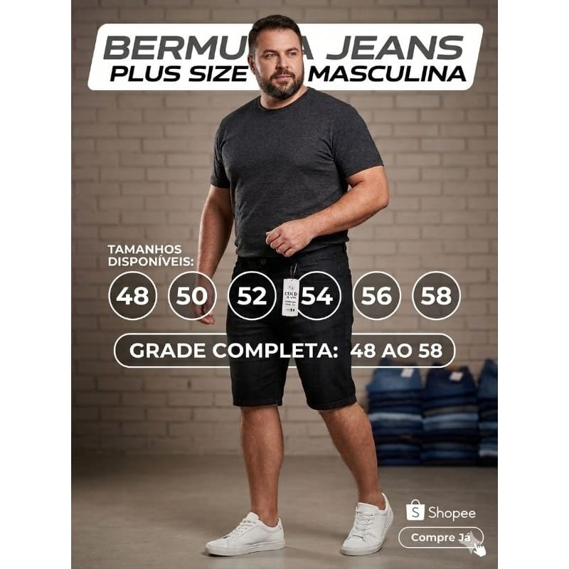 Bermuda Jeans Masculina Plus Size Do 48 Ao 58 Shorts Jeans Tamanho Grande Laycra Elastano