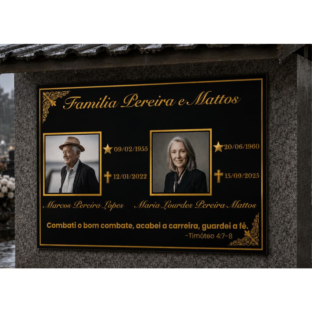 Azulejo Memorial 20x30 Personalizado para Cemitério | Lápide com Foto e Frase
