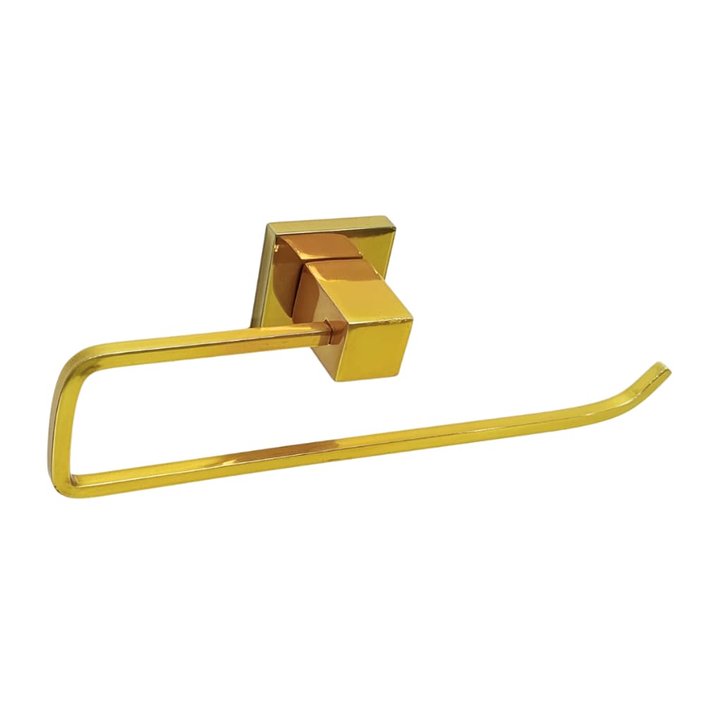 Suporte Toalha Rosto Alumínio Dourado Quadrado Quadrus Porta Toalha Parede Banheiro Lavabo Luxo