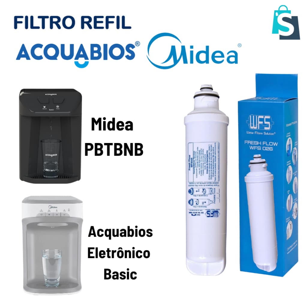 Refil Filtro com Dolomita para purificadores MIDEA E ACQUABIOS - WFS026 FRESH FLOW