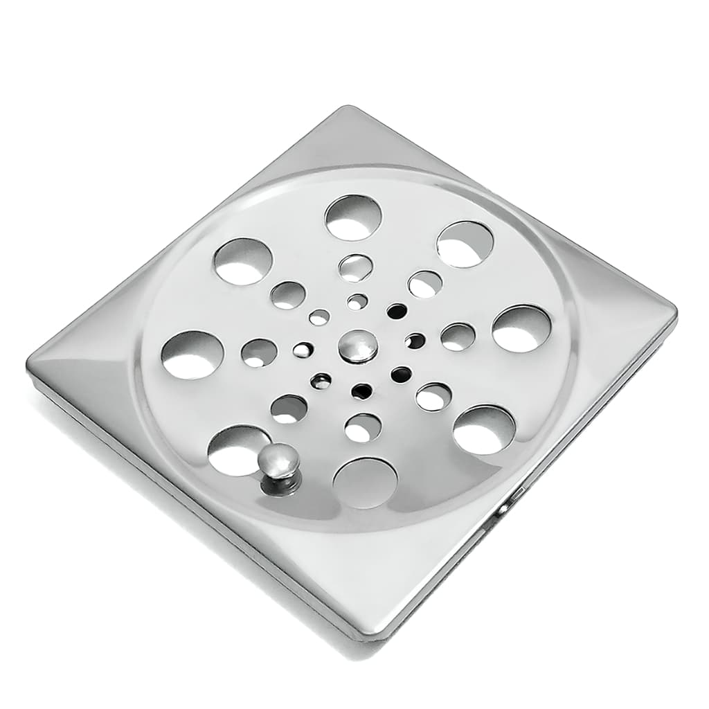 Ralo Tampa Grelha Aço Inox Quadrado Abre e Fecha Rotativo 15cm 150mm banheiro quintal brilhante