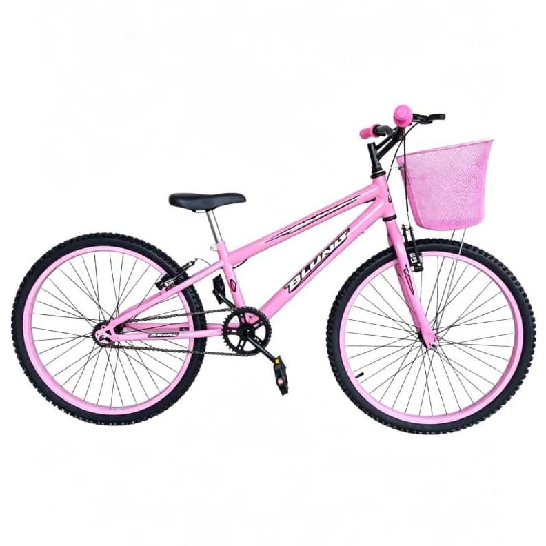 Bicicleta Aro 24 Feminina BLUNIT com Cestinha Freio V Brake Infantil Juvenil Menina