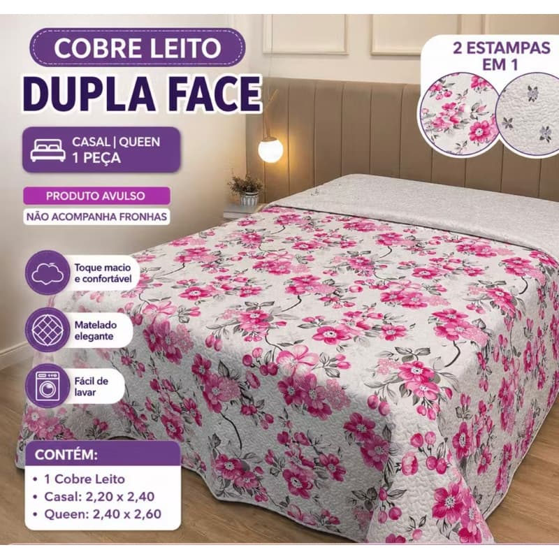 Cobre Leito Casal  Quen Dupla Face Avulso Promocional