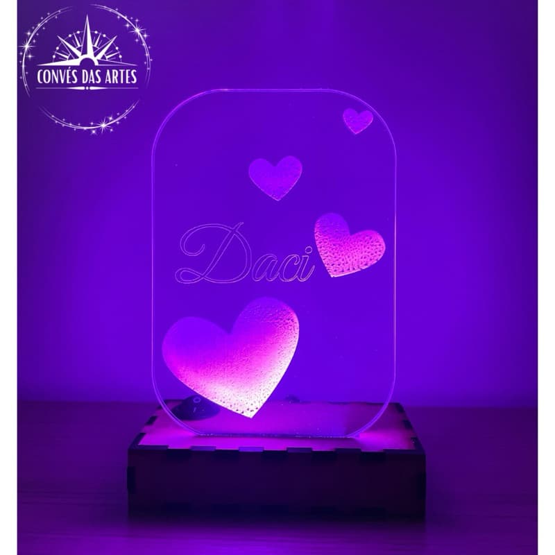 LUMINÁRIA PERSONALIZADA CORAÇÃO COM NOME LED RGB PRESENTE ROMÂNTICO DIA DOS NAMORADOS DECORAÇÃO QUARTO CASAL