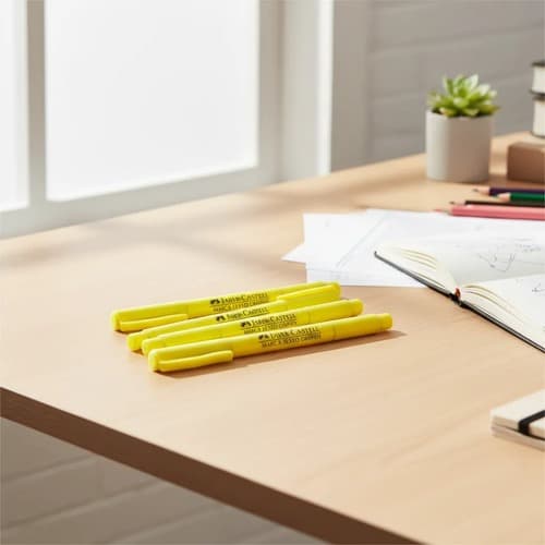 Caneta Marca Texto Amarela Faber-castell Kit C/ 4 Unidades