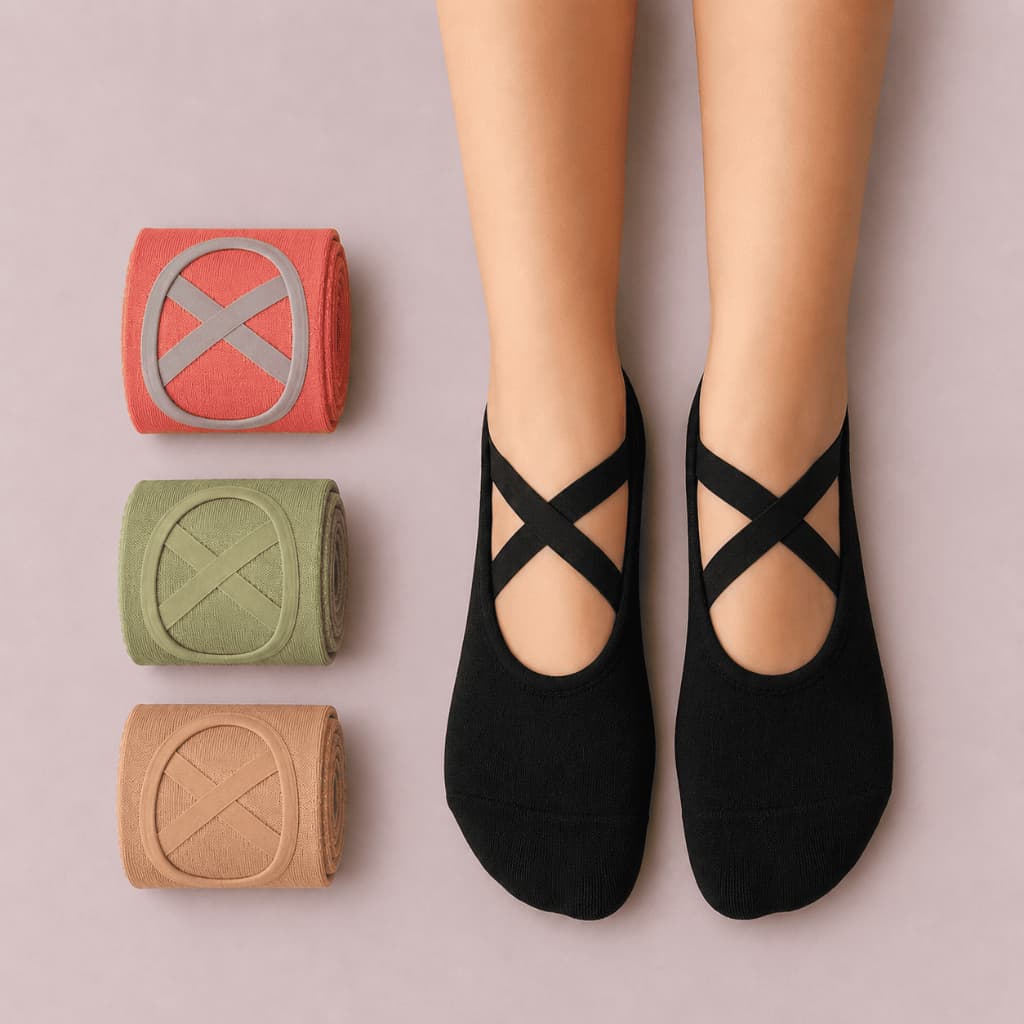 Kit 3 Meias Antiderrapante Sapatilha Feminina Adulto Para Pilates Yoga Exercícios Com Elástico