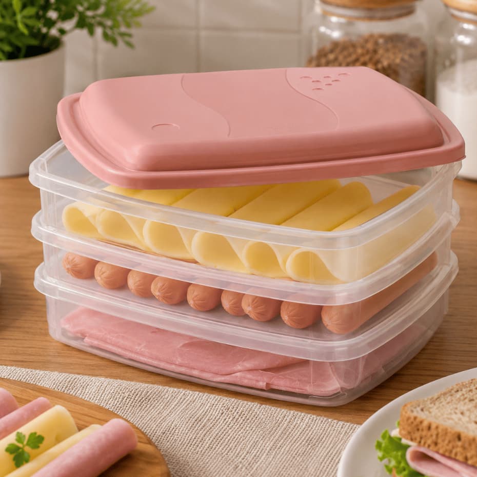 Porta Frios Transparente Presunto e Queijo Conservar e Organizar a Geladeira Cores Sortidas