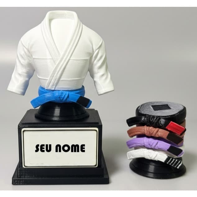 KIT BUSTO/KIMONO JIU-JITSU  3D – GRADUAÇÃO COMPLETA – FAIXAS INTERCAMBIÁCVEIS - SUPORTE PERSONALIZADO – PORTA FAIXAS - O