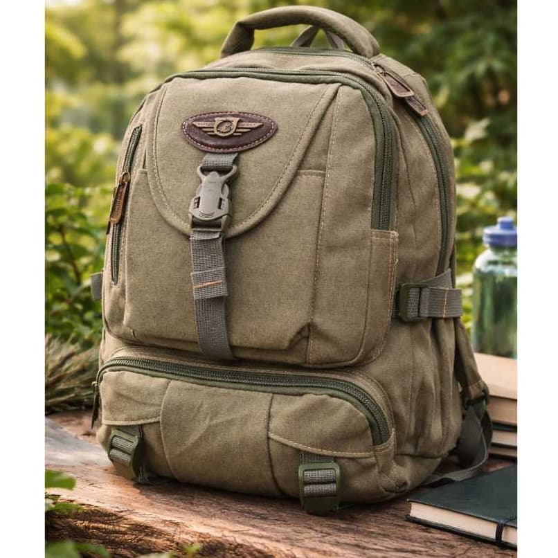 Mochila Em Lona Bege Original KVN Reforçada Masculina Unissex Trabalho Escola Faculdade
