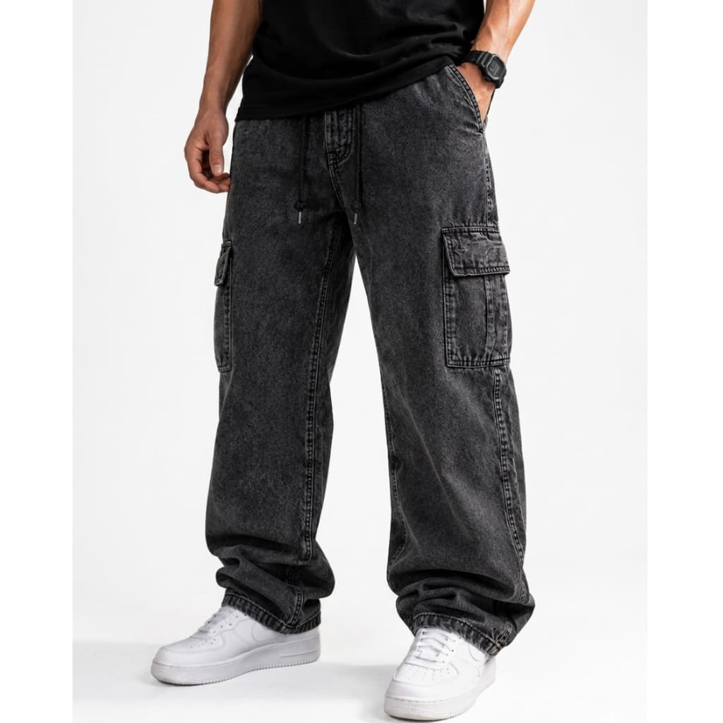 Calças Balão Cargo Jeans Masculina