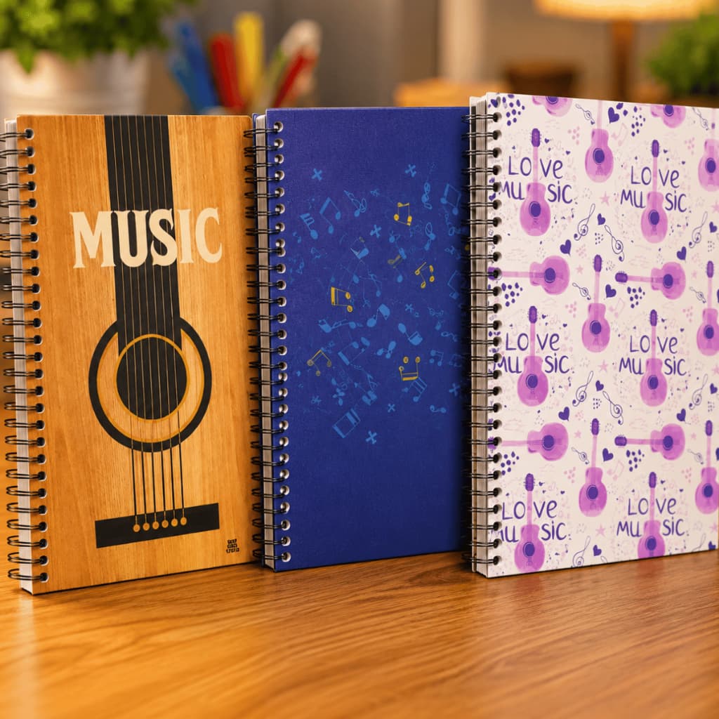 Caderno Universitário Love Music 80 Folhas Feminino Adulto Faculdade Escola Grande Espiral Capa Dura