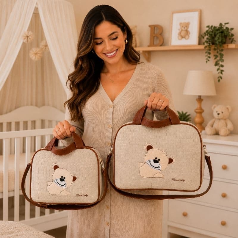 Kit 02 Bolsa Sacola Mala Maternidade Passeio Bebê Menino Menina Enxoval