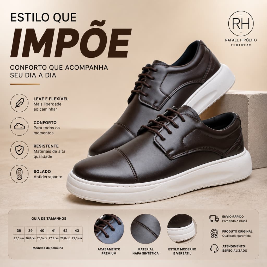 Sapato Casual Masculino Social  Confortável Solado Branco Elegante Leve Macio Moderno Premium