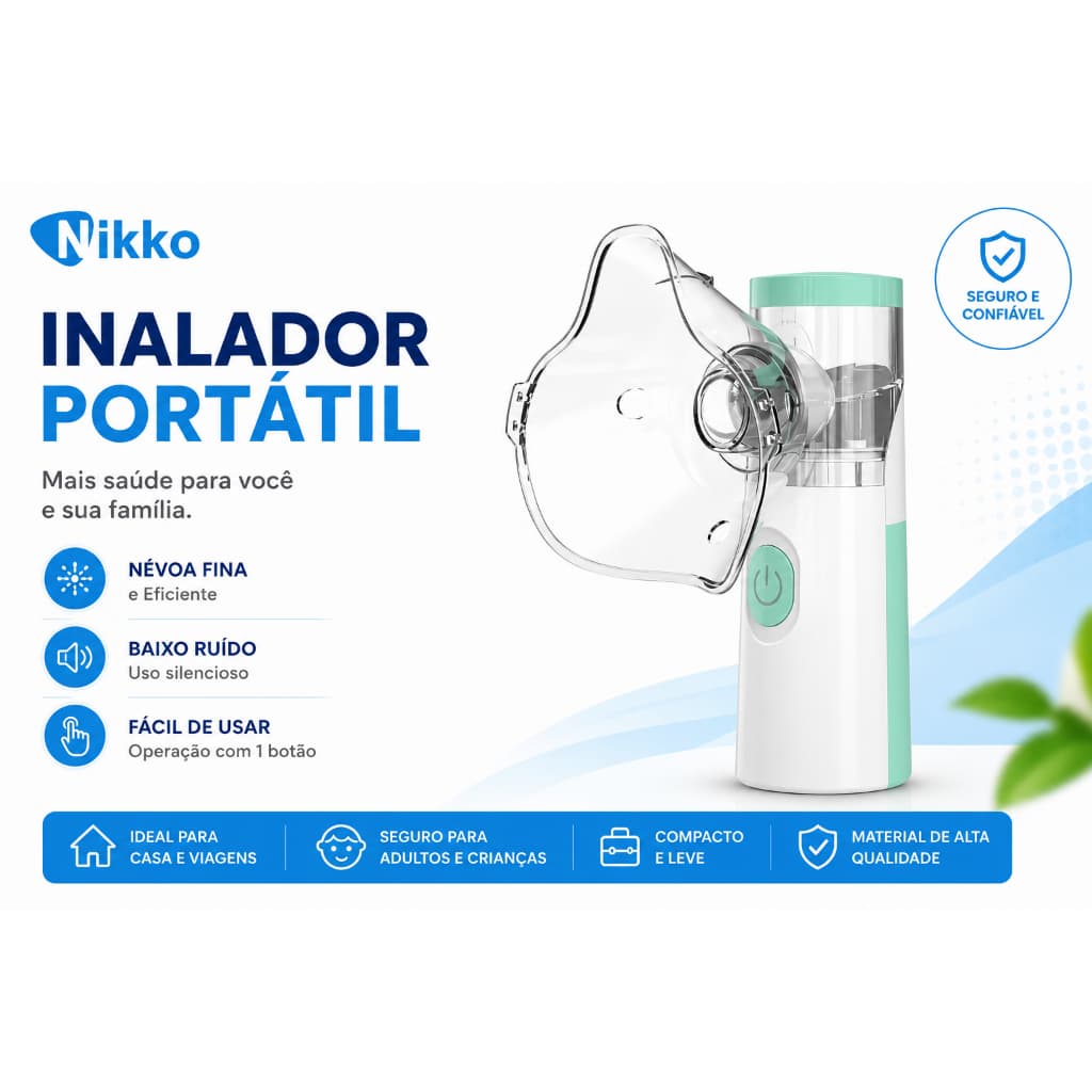 Inalador Nebulizador Ultrassônico Portátil Para Adulto e Infantil