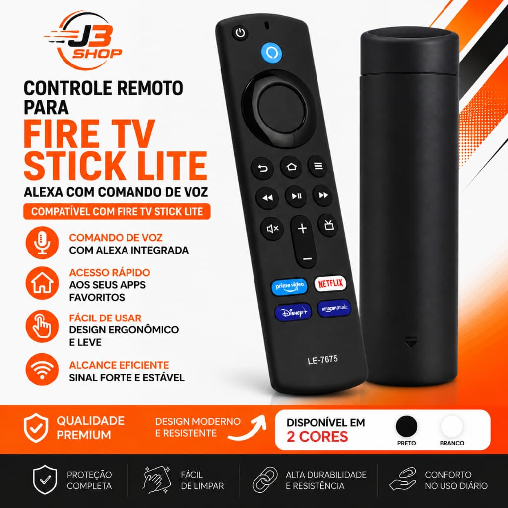 Controle Remoto  Para Fire Tv Stick Lite Alexa Com Comando De Voz