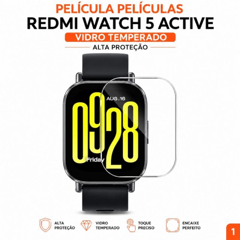 Películas P/ Redmi Watch 5 Active Película Relógio Vidro Comum Temperado Proteção Fácil Instalação