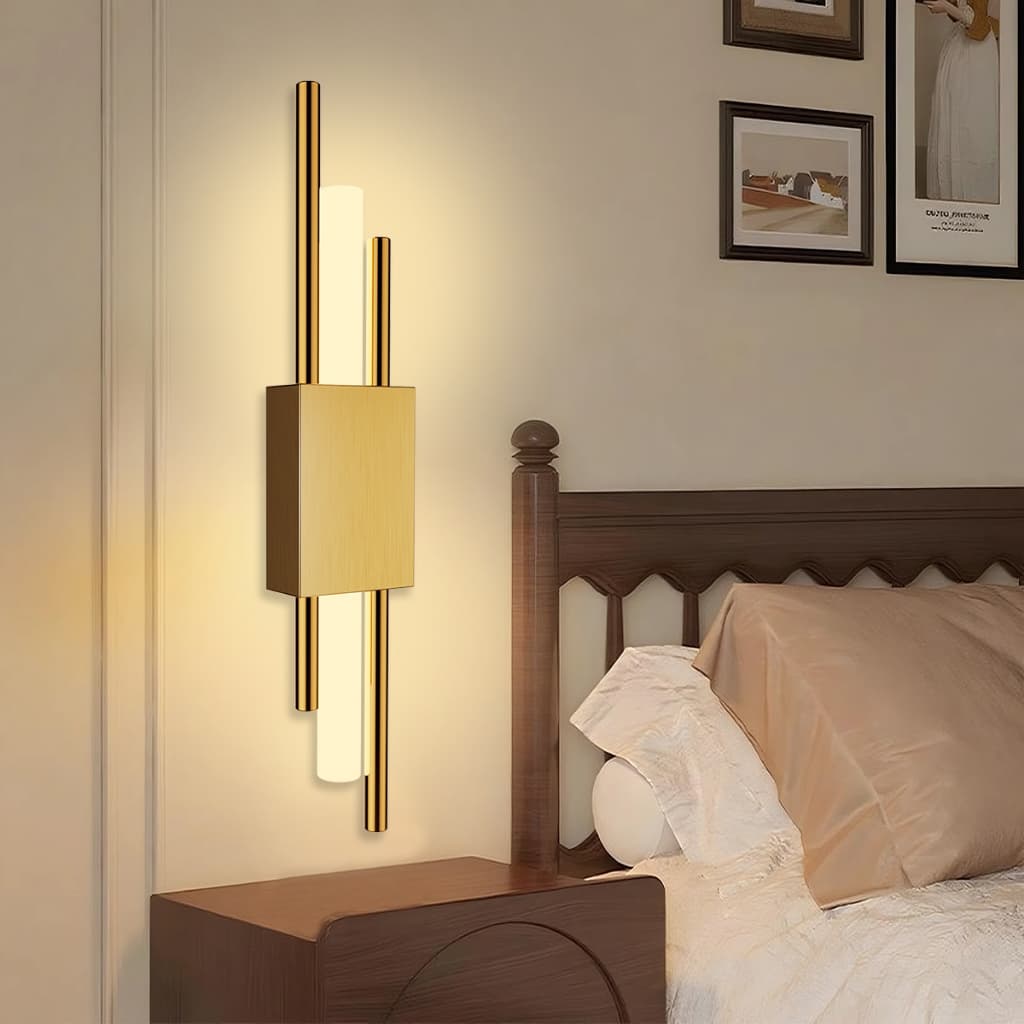 Arandela Linear de Parede LED Dourada Moderna 10W Bivolt, 3 Temperaturas de Cor para Quarto, Sala e Corredor