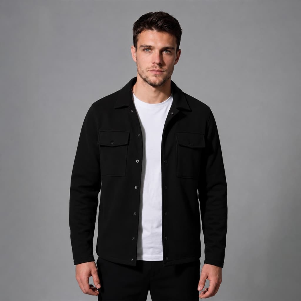 Casaco Casual Premium Masculino Moletom Sobretudo Gola Lapela Social Com Bolsos