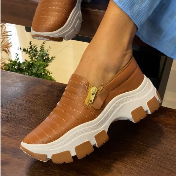 Tênis Feminino Tratorado Plataforma Alta Casual Fashion Leve Antiderrapante
