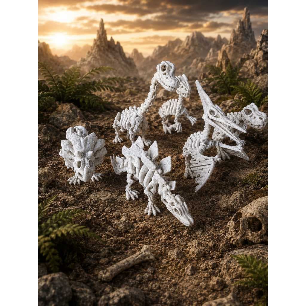 Boneco Articulado Dinossauro Fossil Brinquedos Educativo kit Colecionável