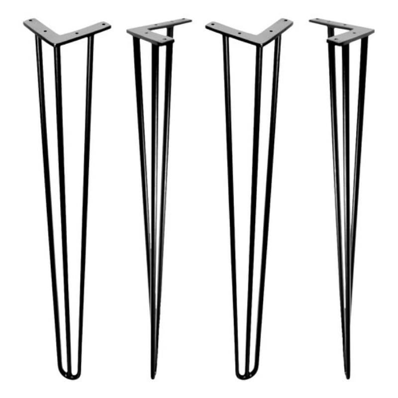 4 Pés De Mesa 80cm Em Ferro Hairpin Preto Reforçado Para Mesa Bancada Aparador