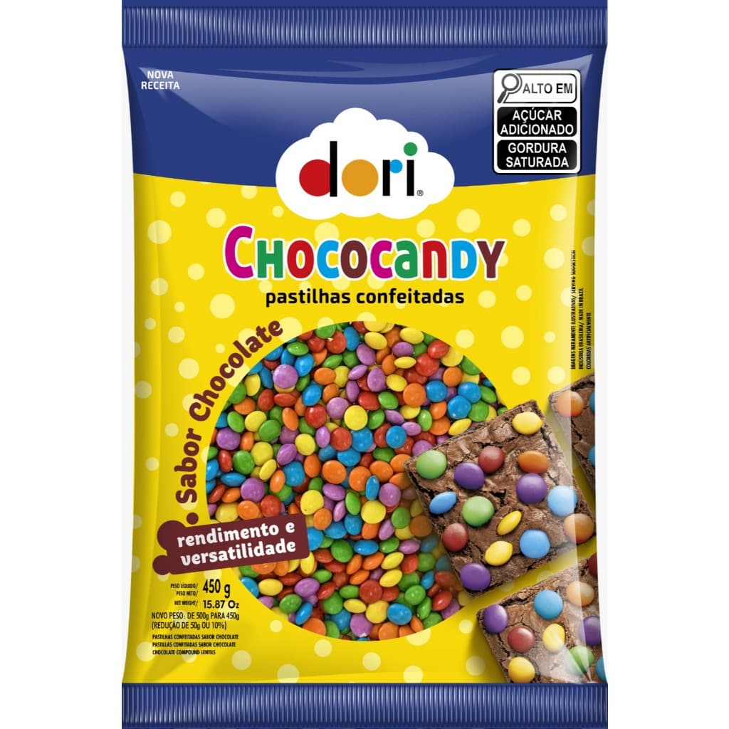 Chocolate Chococandy Confeito Colorido - Tipo Confete M&M - 450g Dori