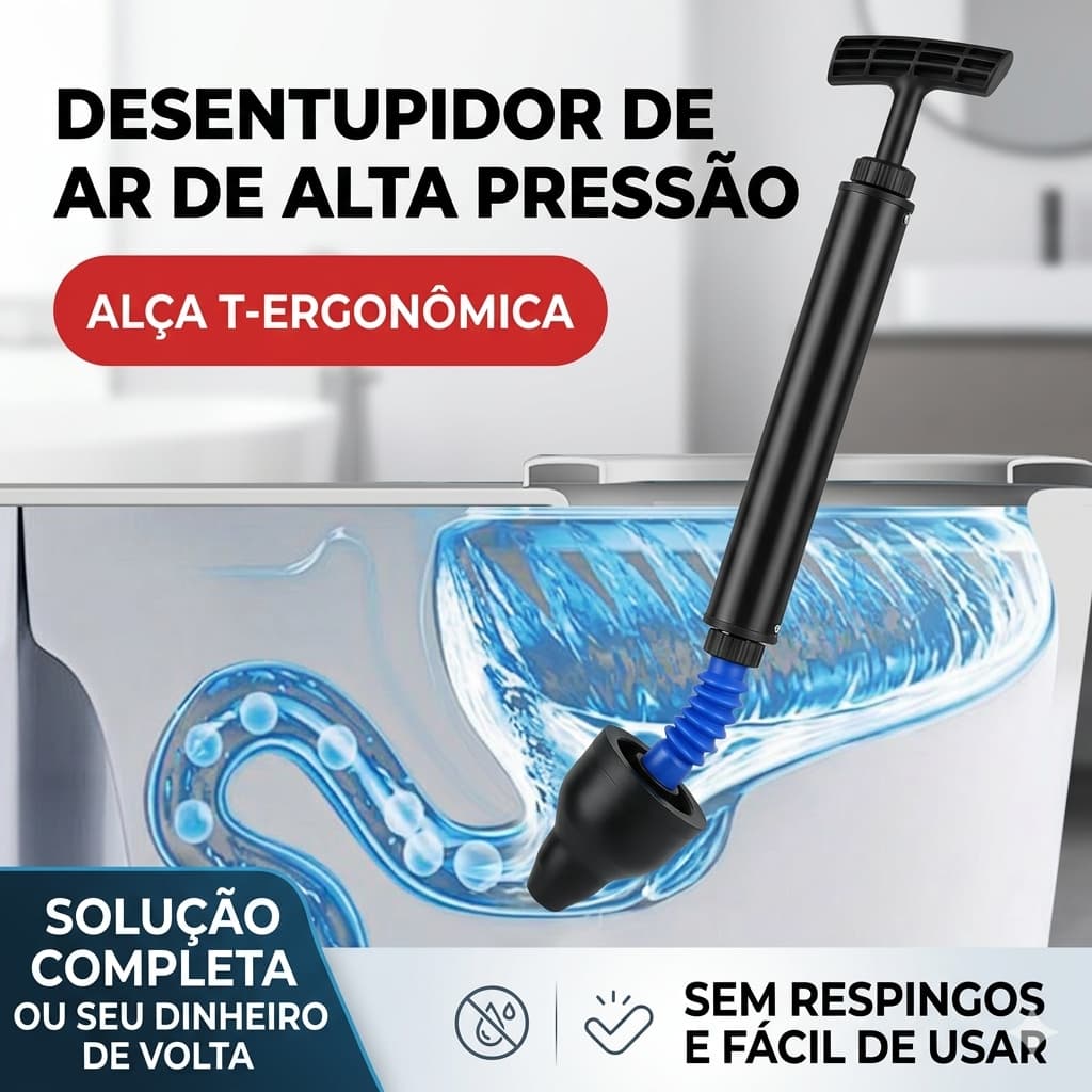 Desentupidor manual de alta pressão preto para vasos sanitários, pias e canos de esgoto.Atualização de borracha preta