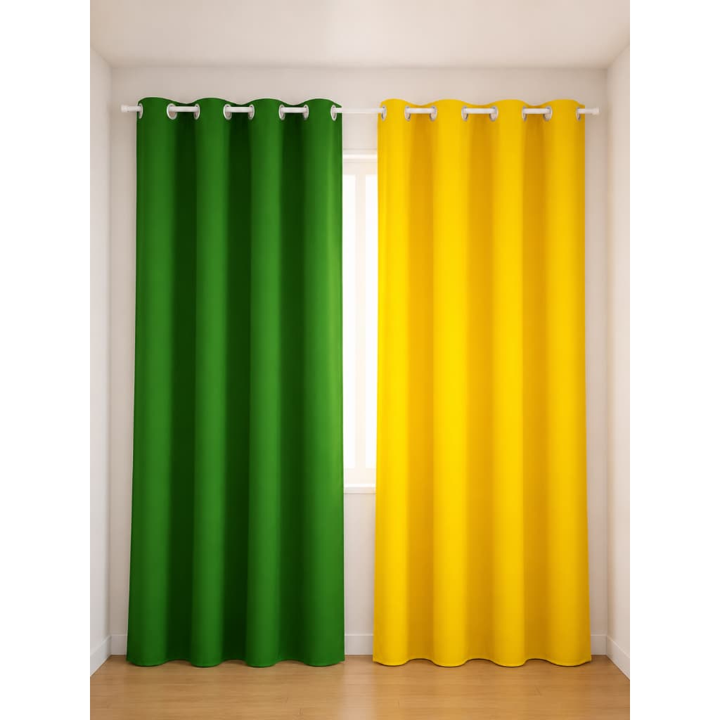 Cortina Oxford Copa do Mundo Brasil Verde e Amarela 3m de Largura C/ Ilhós