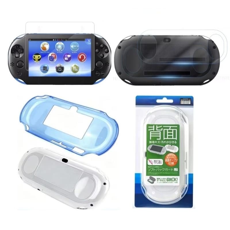 Película Acrílico flexível + Capa GAMETECH em Silicone TPU Macio para PS VITA Slim 2000