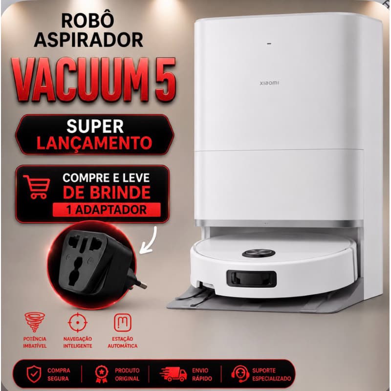 Robô Aspirador Vacuum 5 20000pa Base Autolimpante Branco 220v