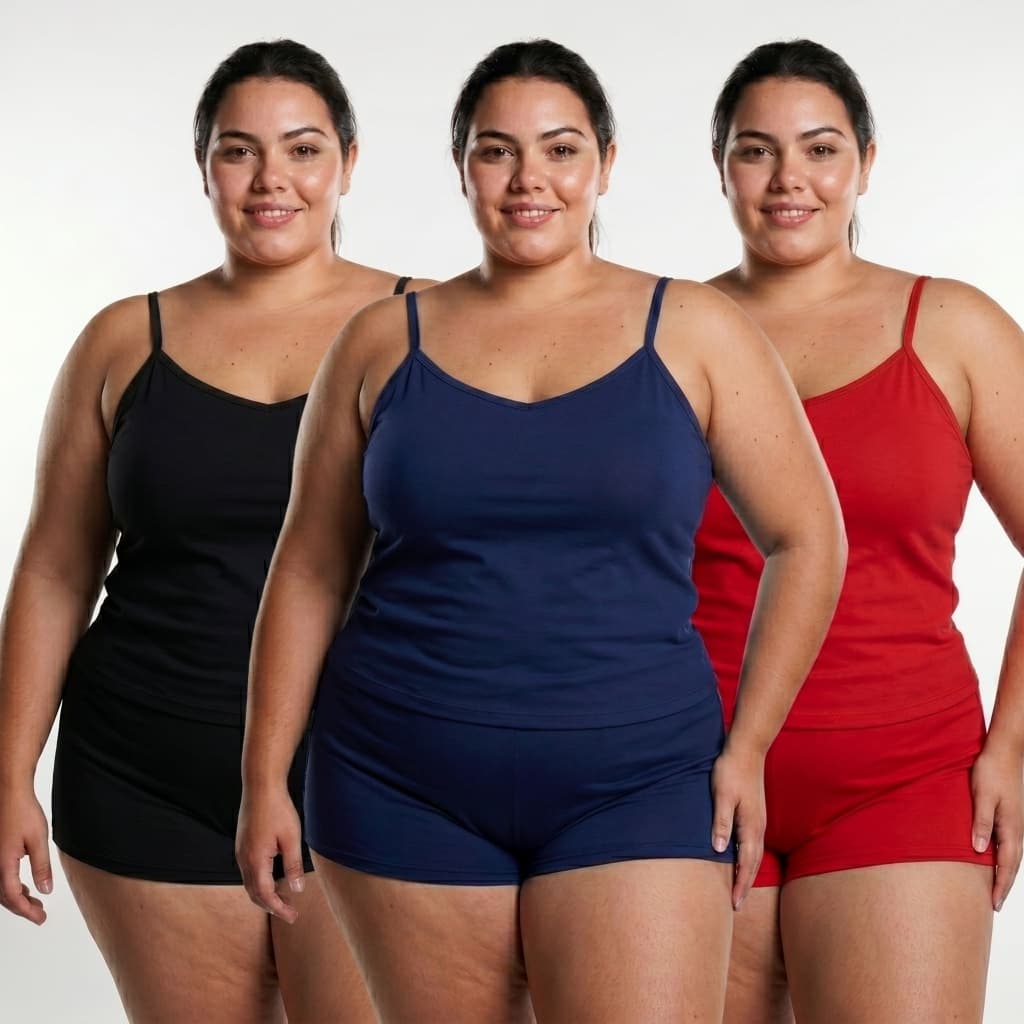Kit 3 Baby Doll Plus Size Feminino LISOS – Conjunto ShortDoll , Pijama Confortável