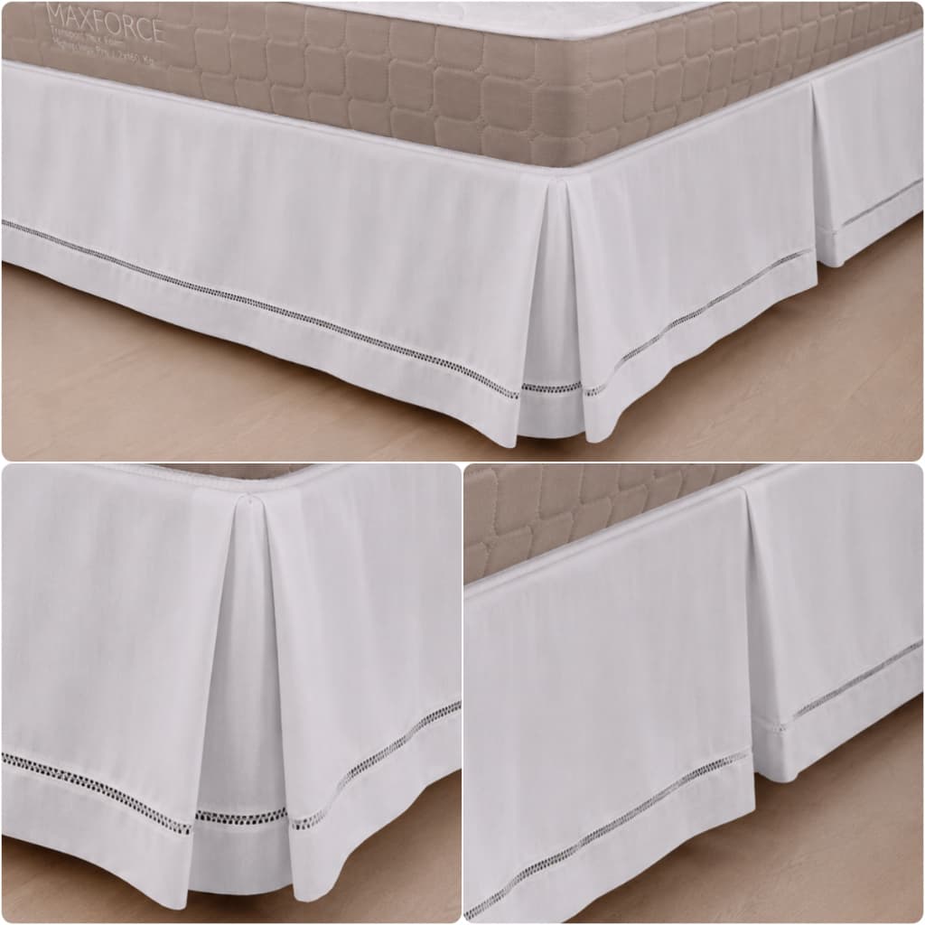 Saia Cama Box Colchobox PONTO PALITO Solteiro Casal e King Lisa Branca Tecido Premium Toque Macio
