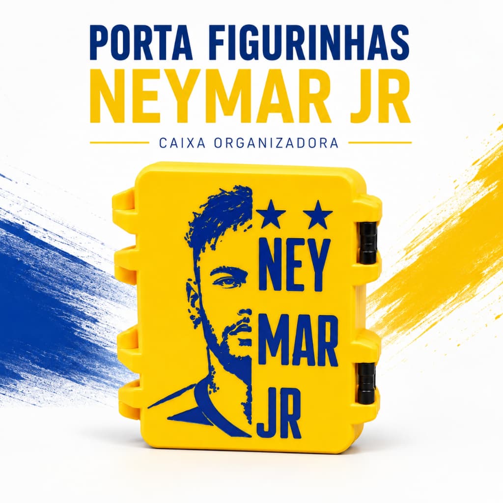 Caixa Personalizada Neymar Jr Porta Figurinhas Futebol Organizador Coleção Presente Infantil