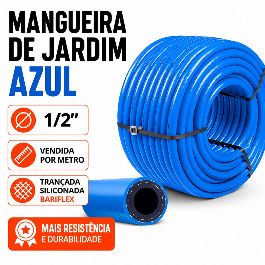 Mangueira Trançada Siliconada Azul 1/2 Bariflex Por Metro