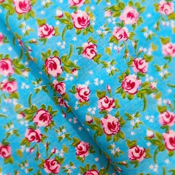 TECIDO TRICOLINE FLORAL /100% ALGODÃO ESTAMPADO (A PARTIR DE 25 CM X 1,50 MT LARGURA).