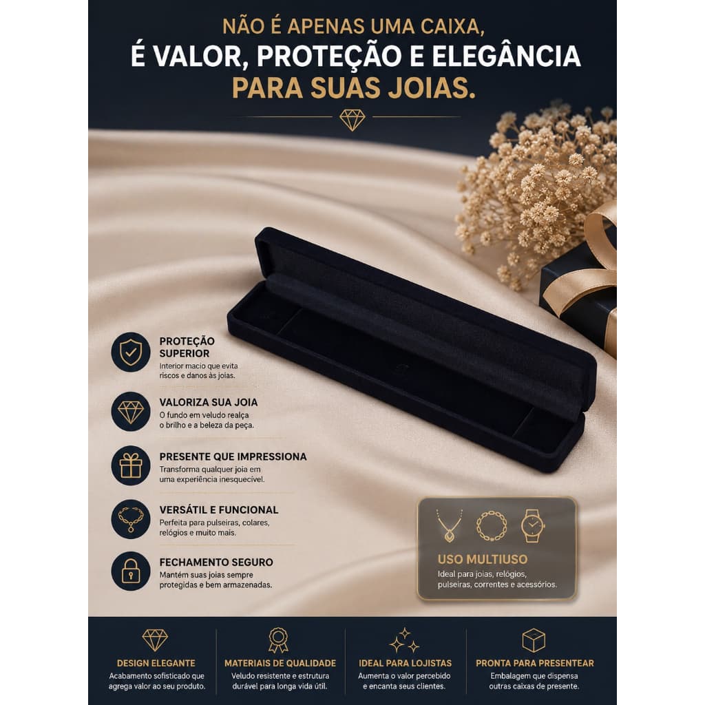 Embalagem de presente de luxo joias Caixa De Veludo Tradicional Ideal para embalar presente de joias