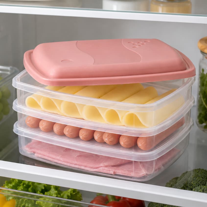 Porta Frios Transparente Presunto e Queijo Conservar e Organizar a Geladeira Cores Sortidas