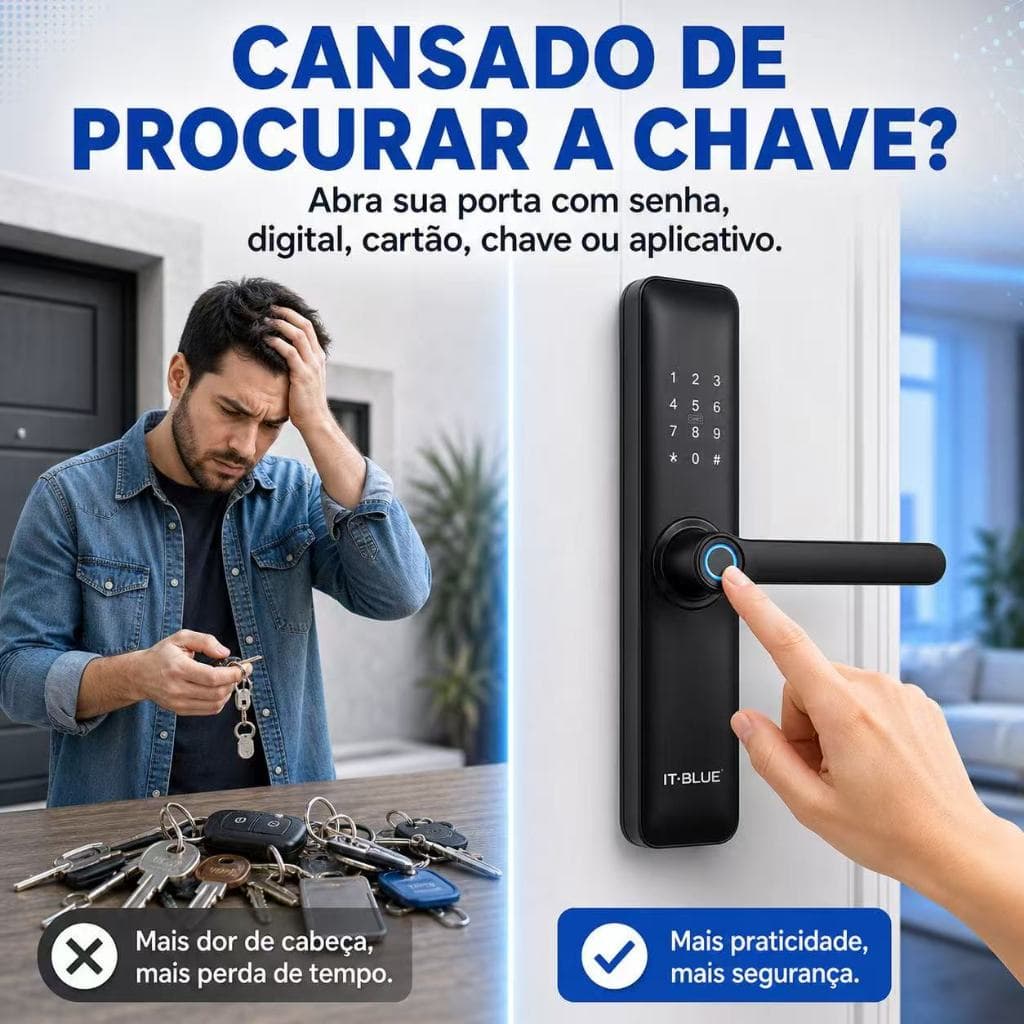 Fechadura Digital WiFi Tuya Maçaneta Eletrônica Biométrica Com Impressão Digital Senha Cartão RFID