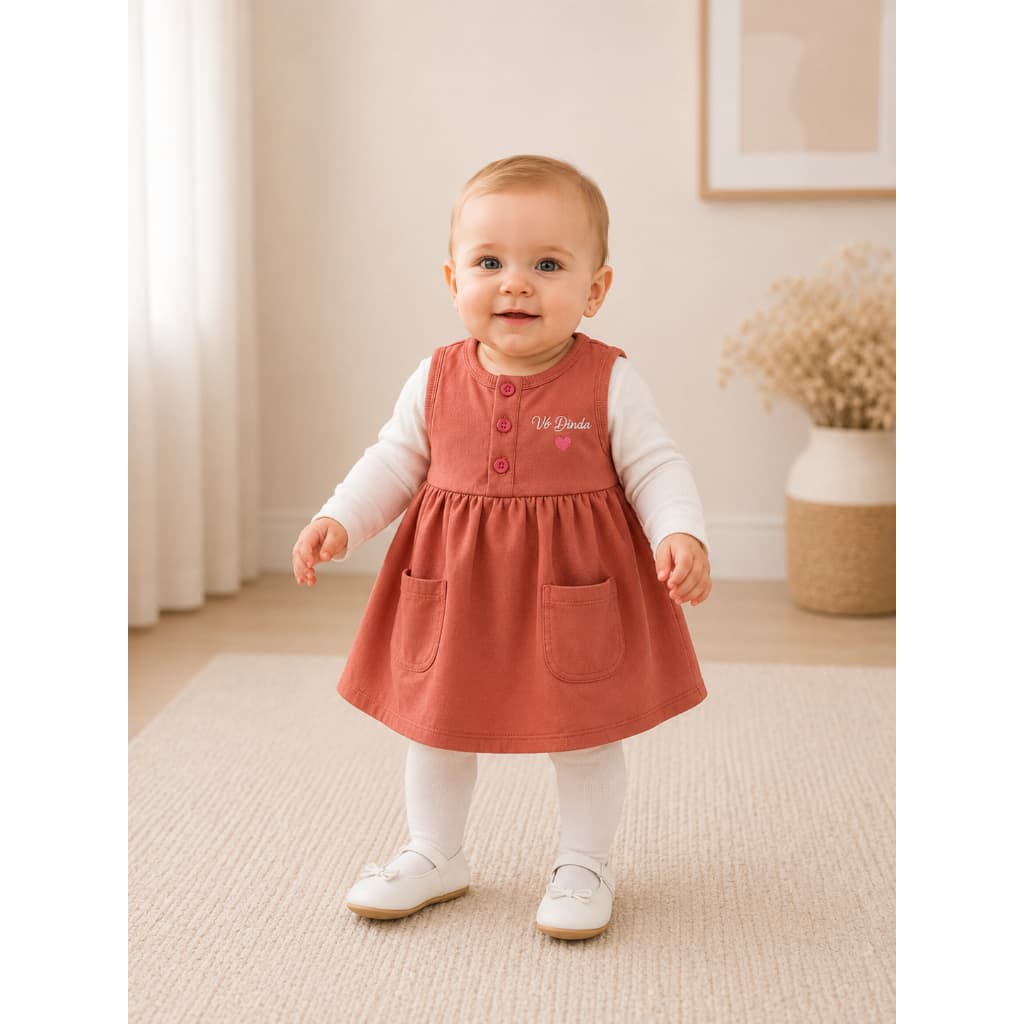 Vestido Infantil Menina Moletinho Premium Bebê P ao 3 Terracota