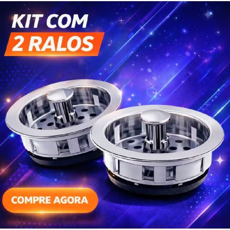 Kit 1 ou 2 Cestinho Ralo de Pia Americano Cromado com Válvula