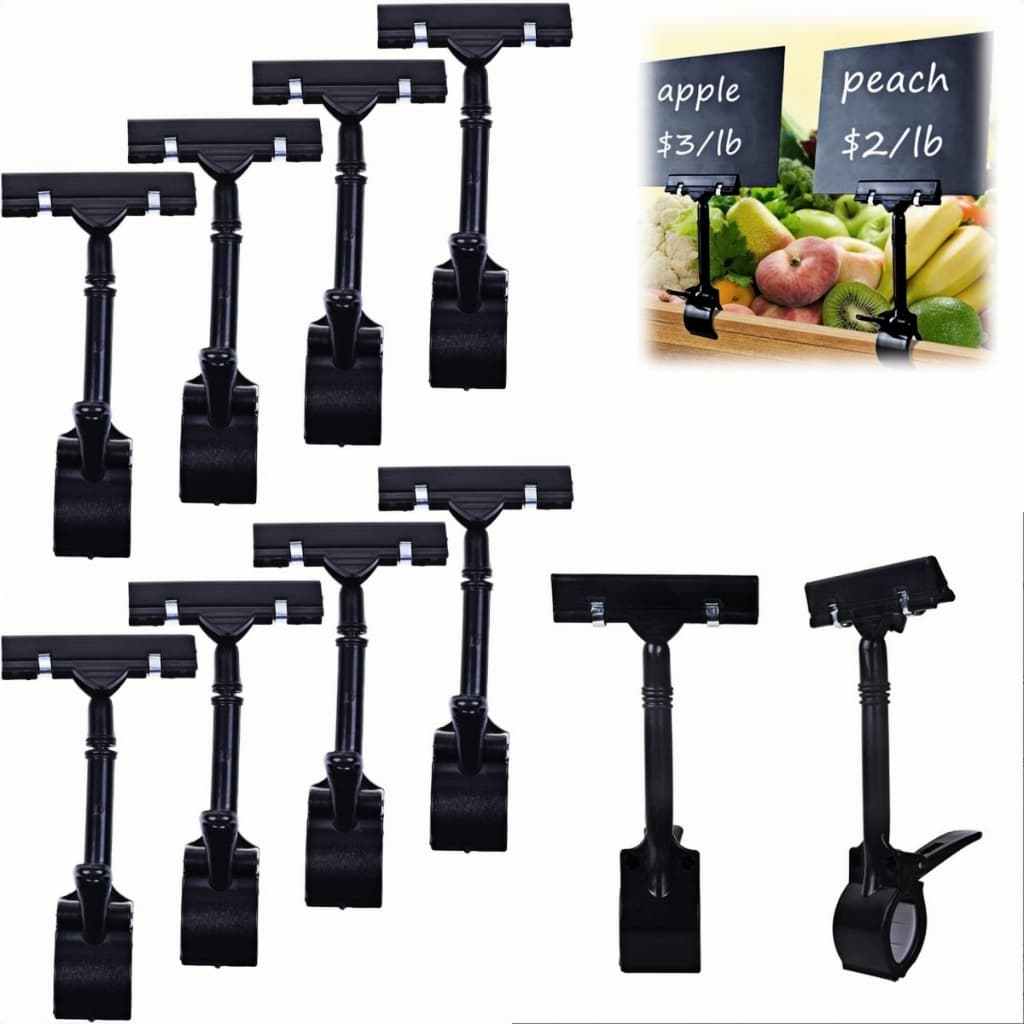 10PCS Porta Sinal Plástico Ajustável , Clip-on Estilo Double Head Display Clips Rotativo De Reutilização Tag De Preço Do